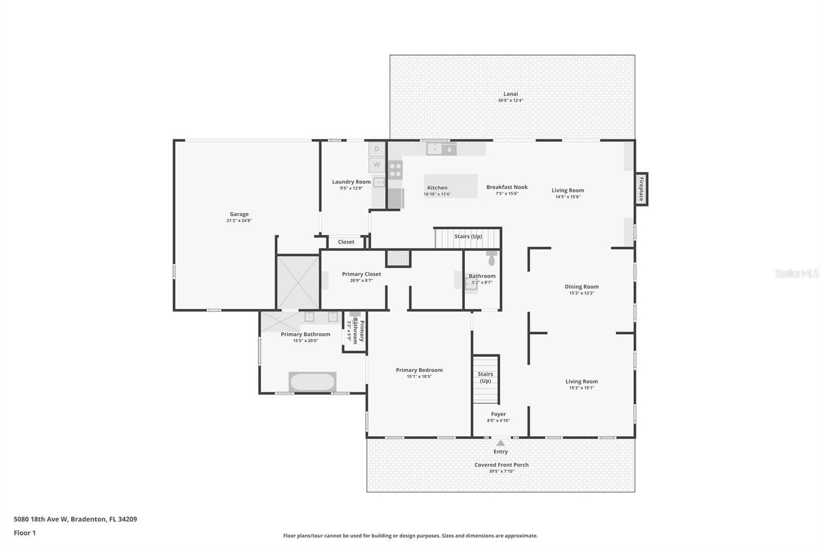 5060 18TH AVENUE W, Bradenton, FL 34209 Floor plan of first floor.