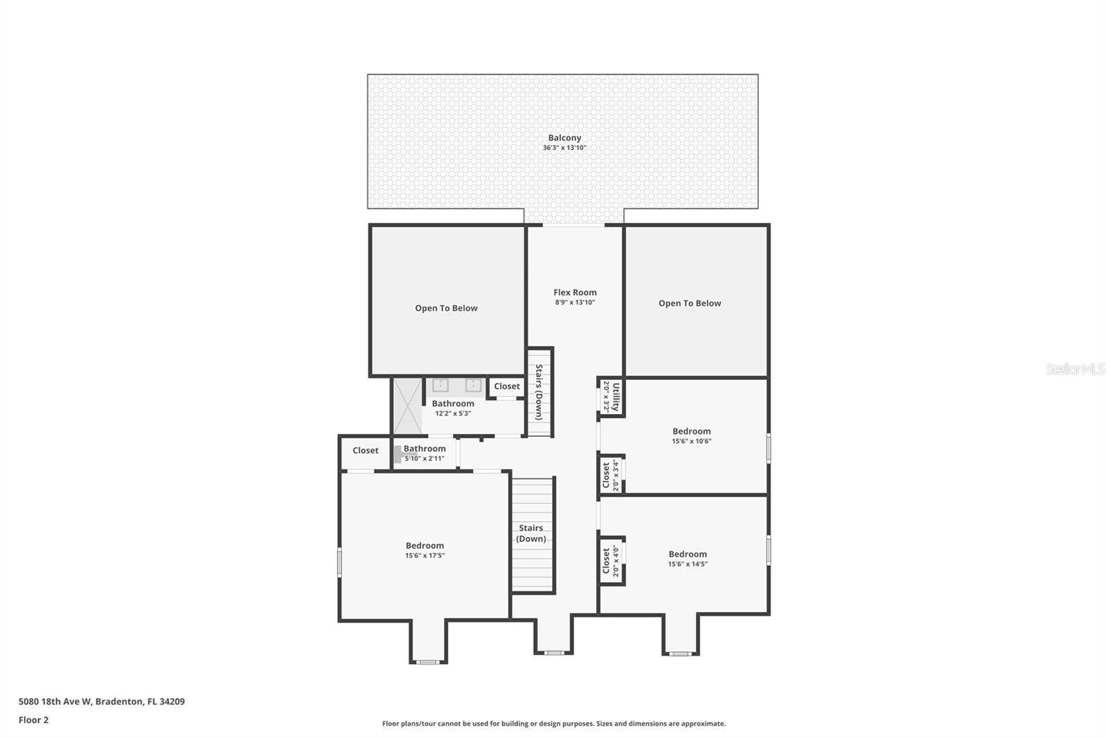 5060 18TH AVENUE W, Bradenton, FL 34209 Floor plan of second floor.