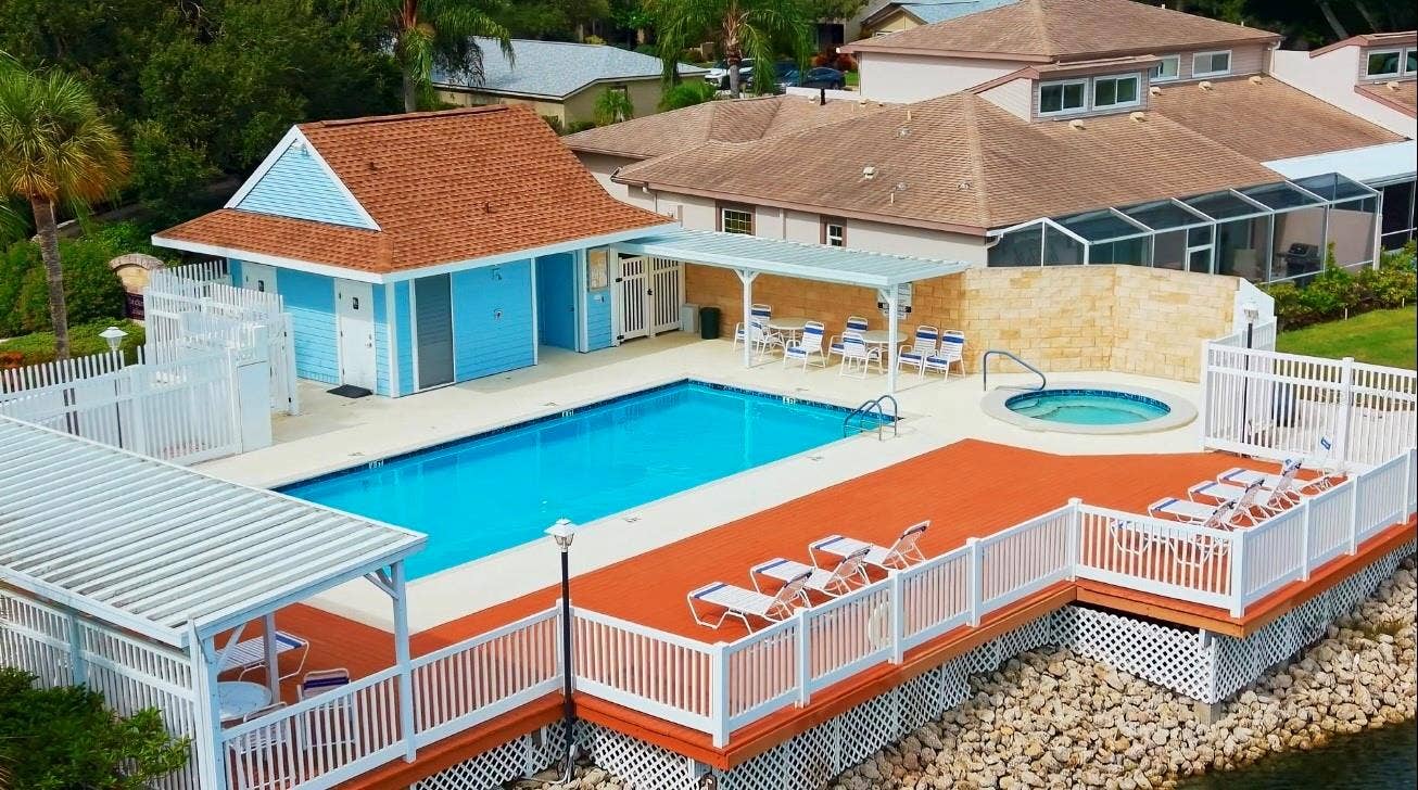 Community pool/spa only two units down from home