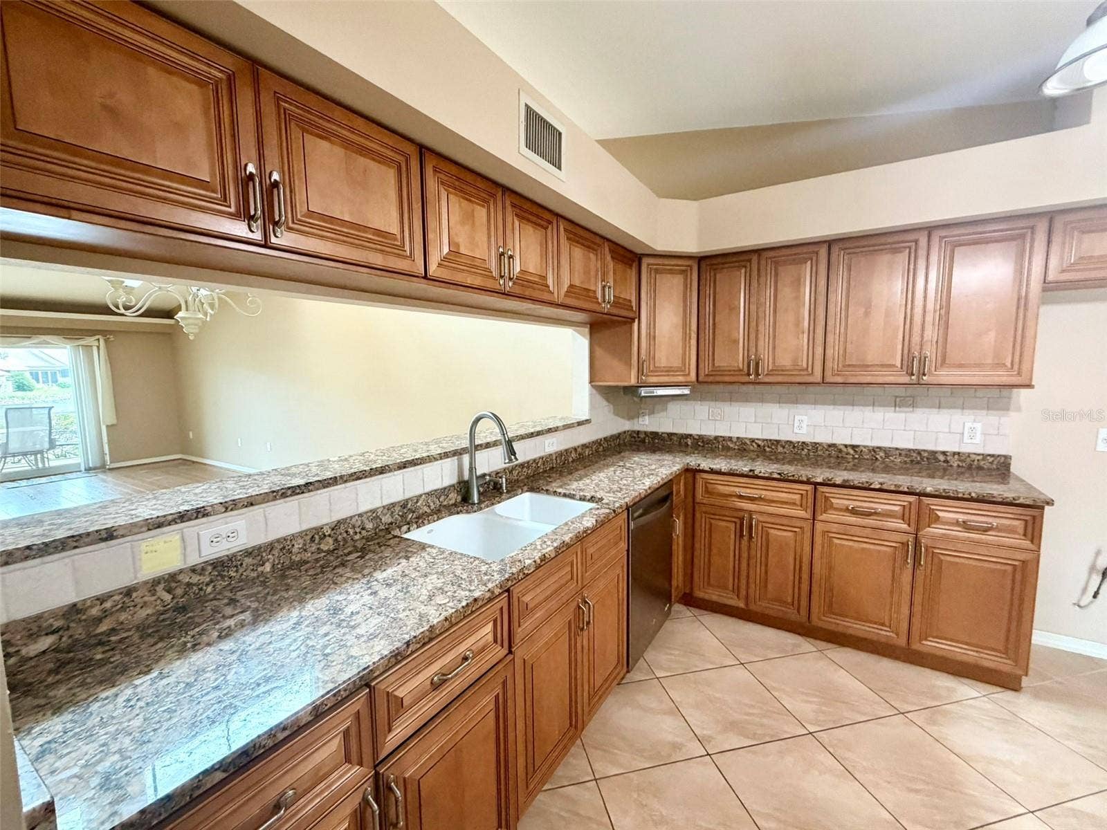Granite countertops with breakfast bar
