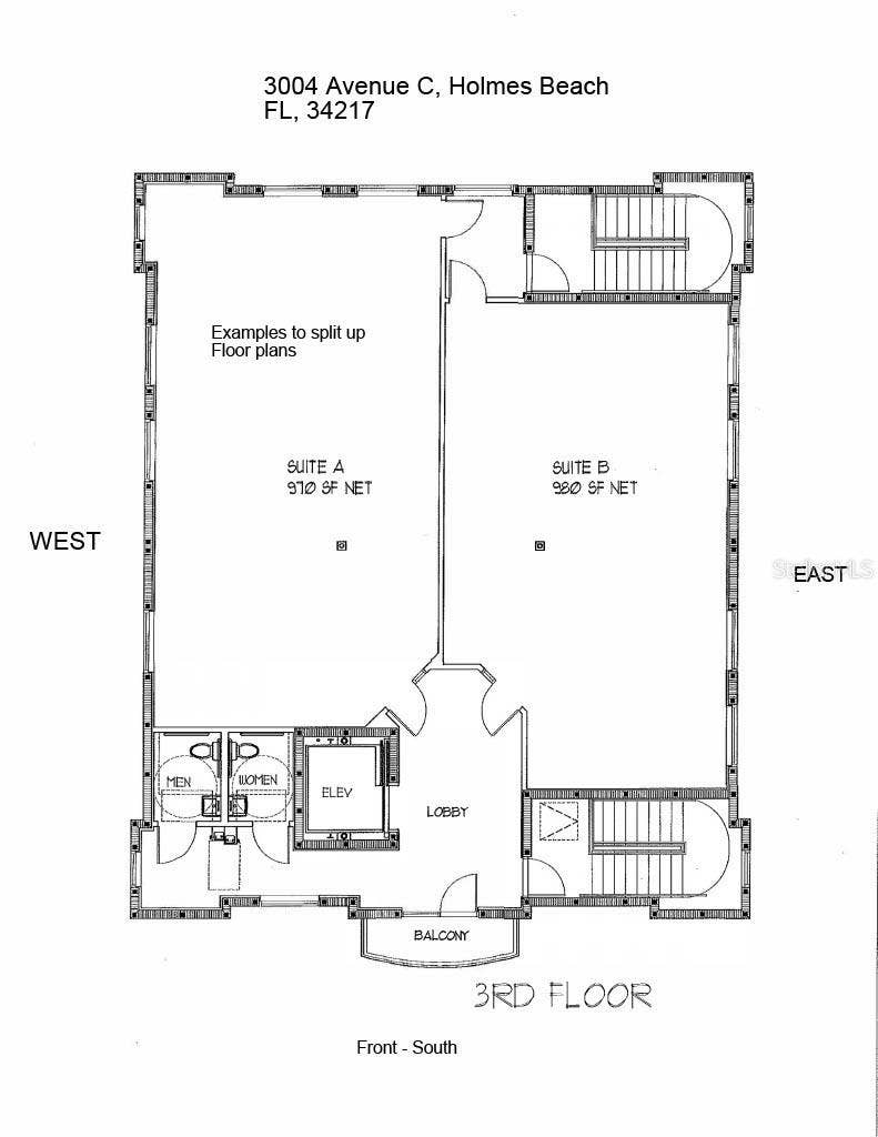 3004 AVENUE C, Holmes Beach, FL 34217 Rendering of third floor split for two tenants.