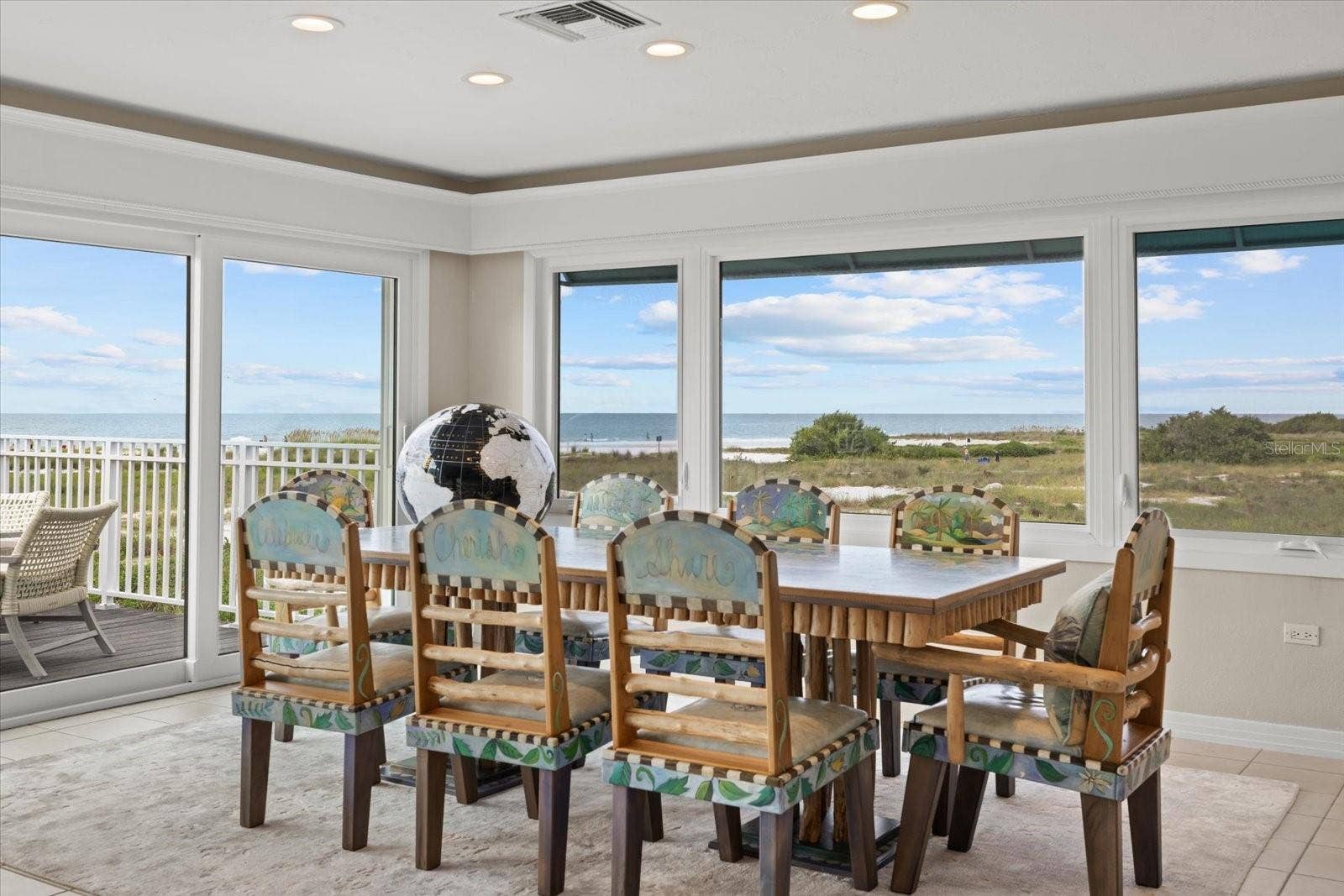 Dining area with stunning beach views