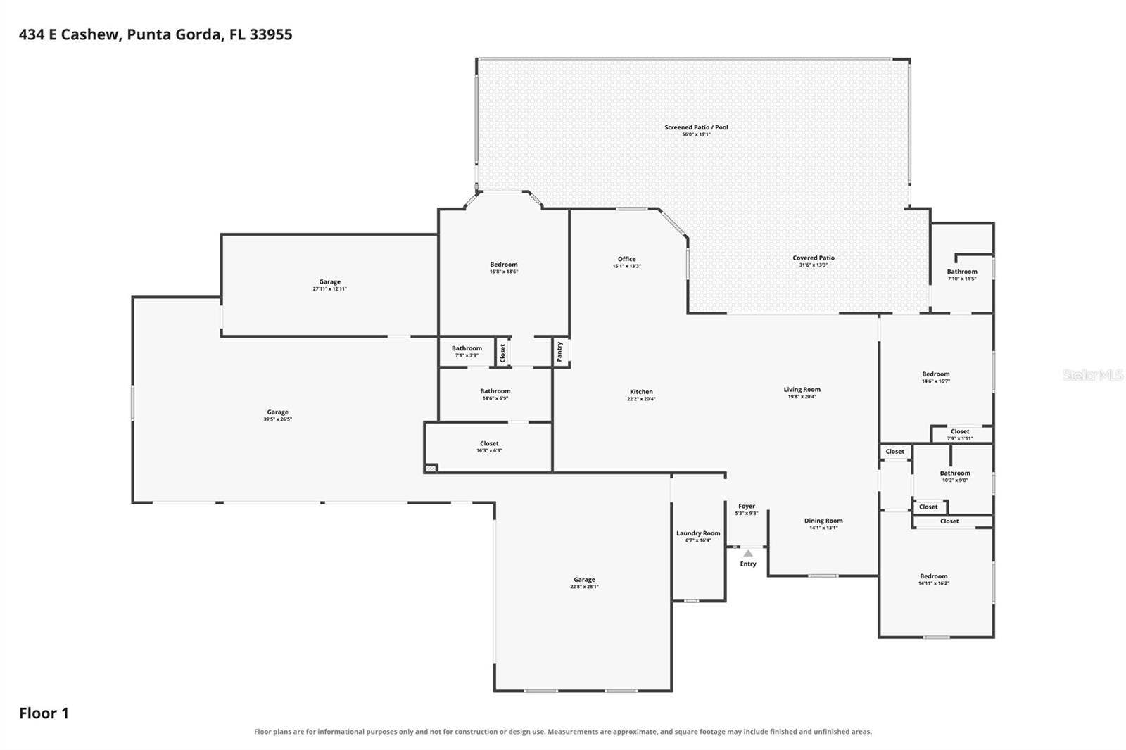 434 E CASHEW, Punta Gorda, FL 33955 Floor Plan