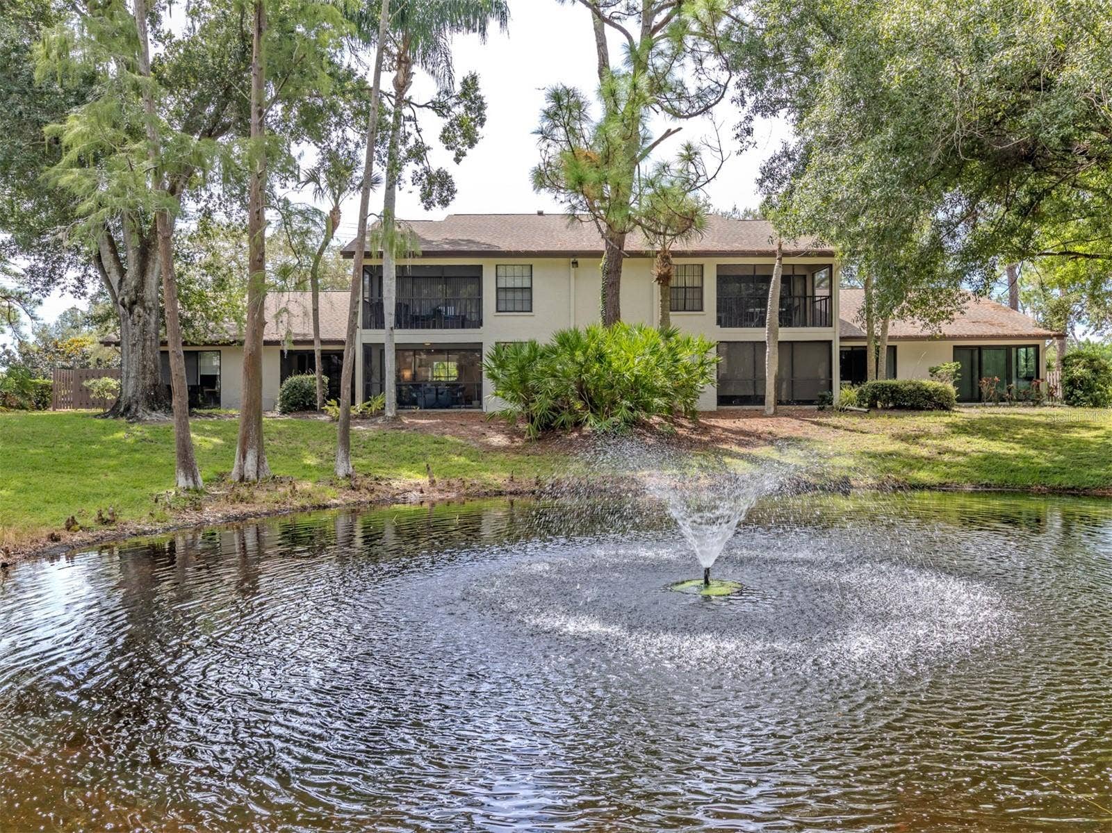 Pond view looking at rear of unit