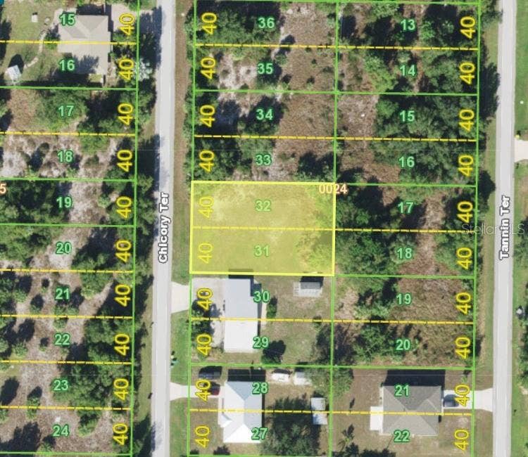 3066 CHICORY TERRACE, Punta Gorda, FL 33983 Aerial view - lot outlined