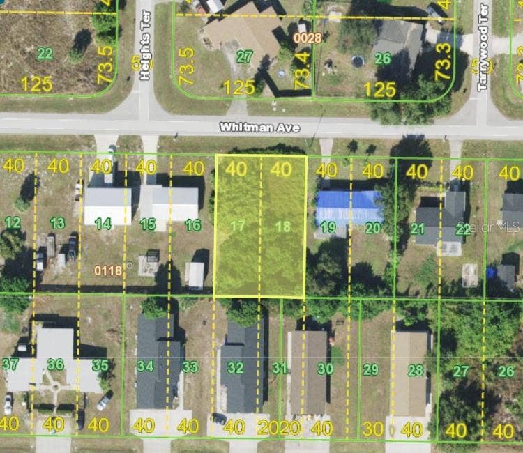 27221 WHITMAN AVENUE, Punta Gorda, FL 33983 Aerial view - lot outlined