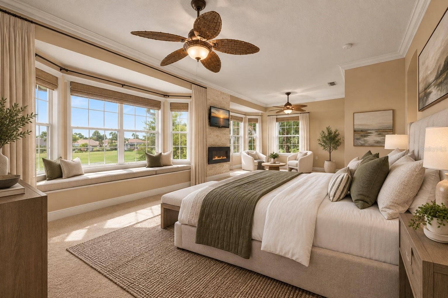 8432 MIRAMAR WAY, Lakewood Ranch, FL 34202 A spacious, light-filled retreat with expansive windows, a built-in window seat, and beautiful views.