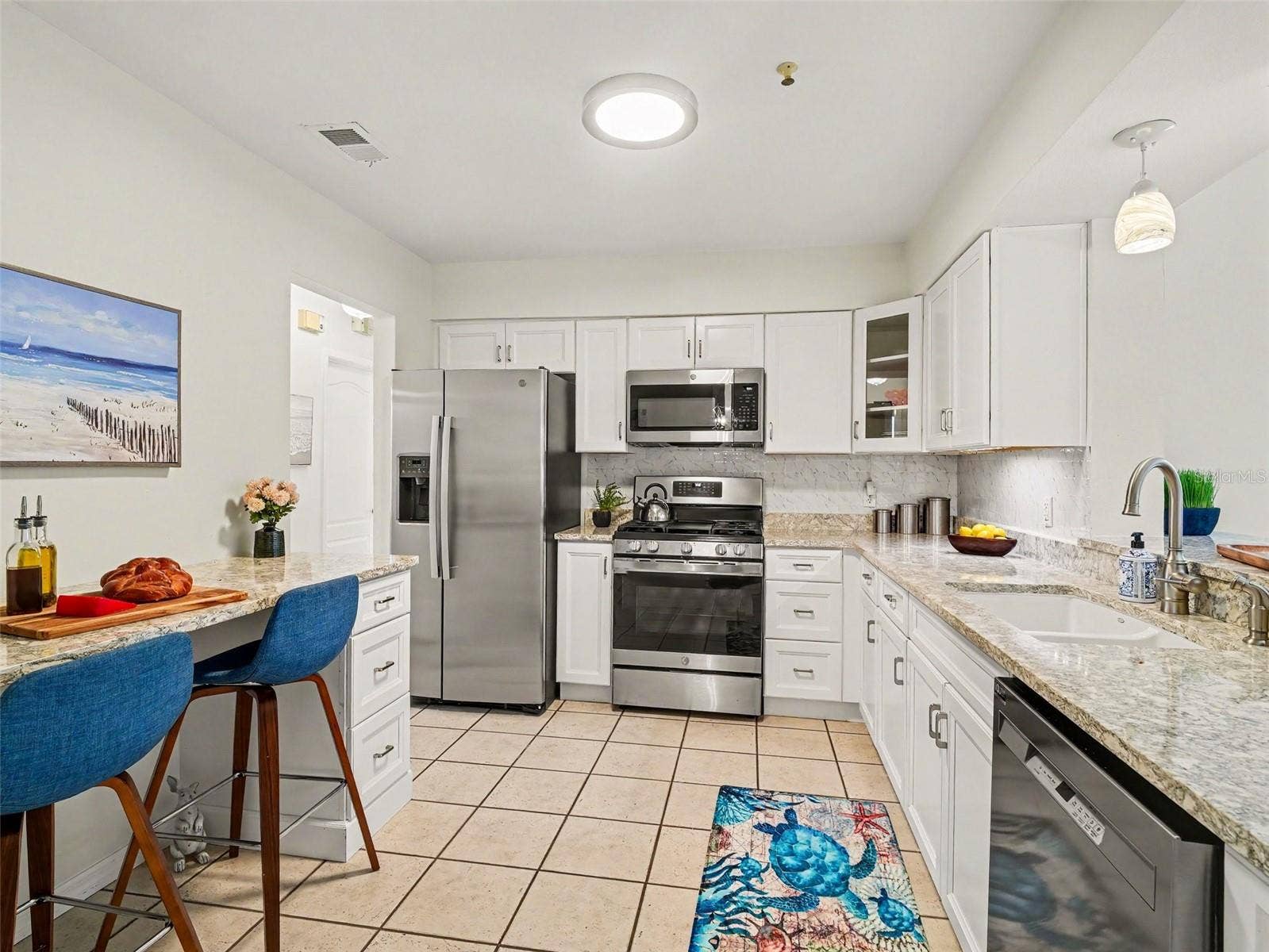 STONE COUNTERTOPS & STAINLESS STEEL APPLIANCES