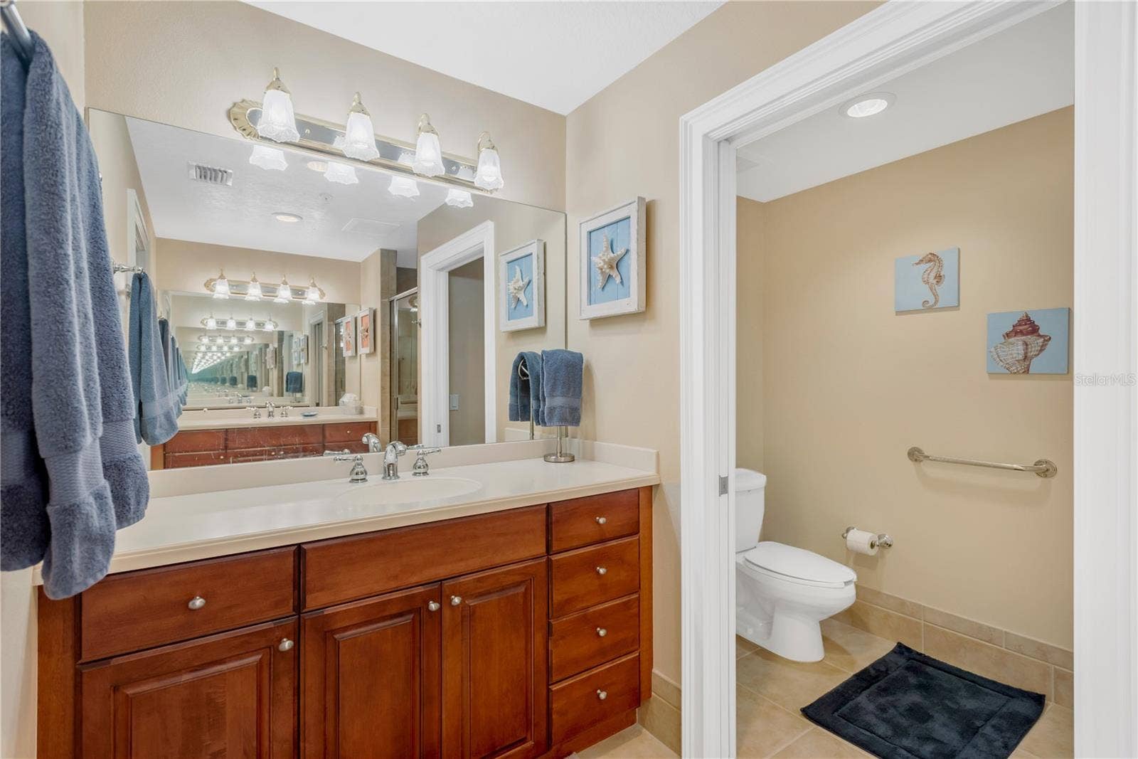 606 RIVIERA DUNES WAY, #405, Palmetto, FL 34221 2nd Vanity with single sink and water closet with pocket door