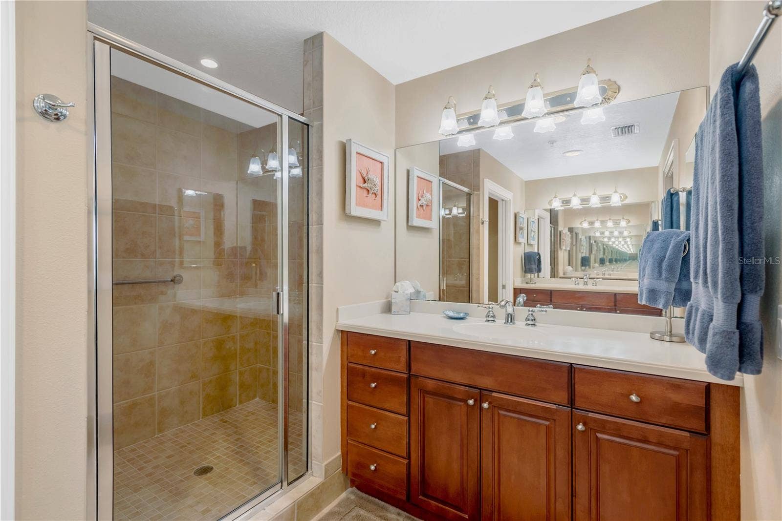 606 RIVIERA DUNES WAY, #405, Palmetto, FL 34221 LARGE Walk-in shower, vanity and single basin