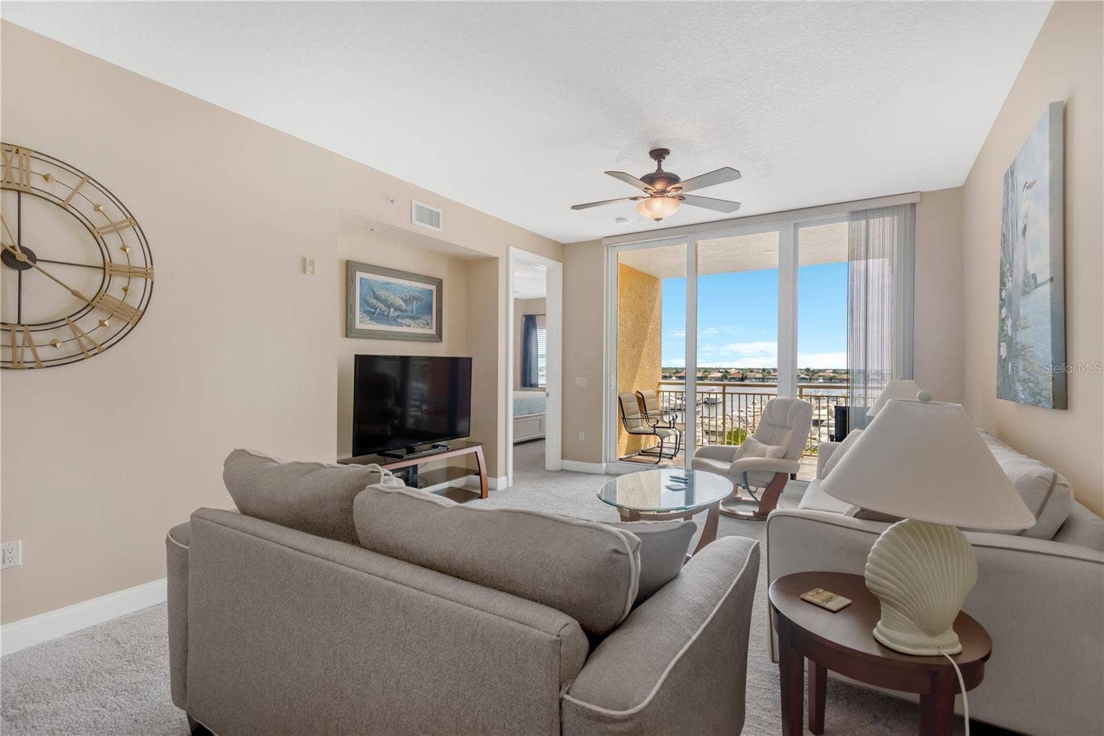 606 RIVIERA DUNES WAY, #405, Palmetto, FL 34221 Living Room with beautiful Water Views