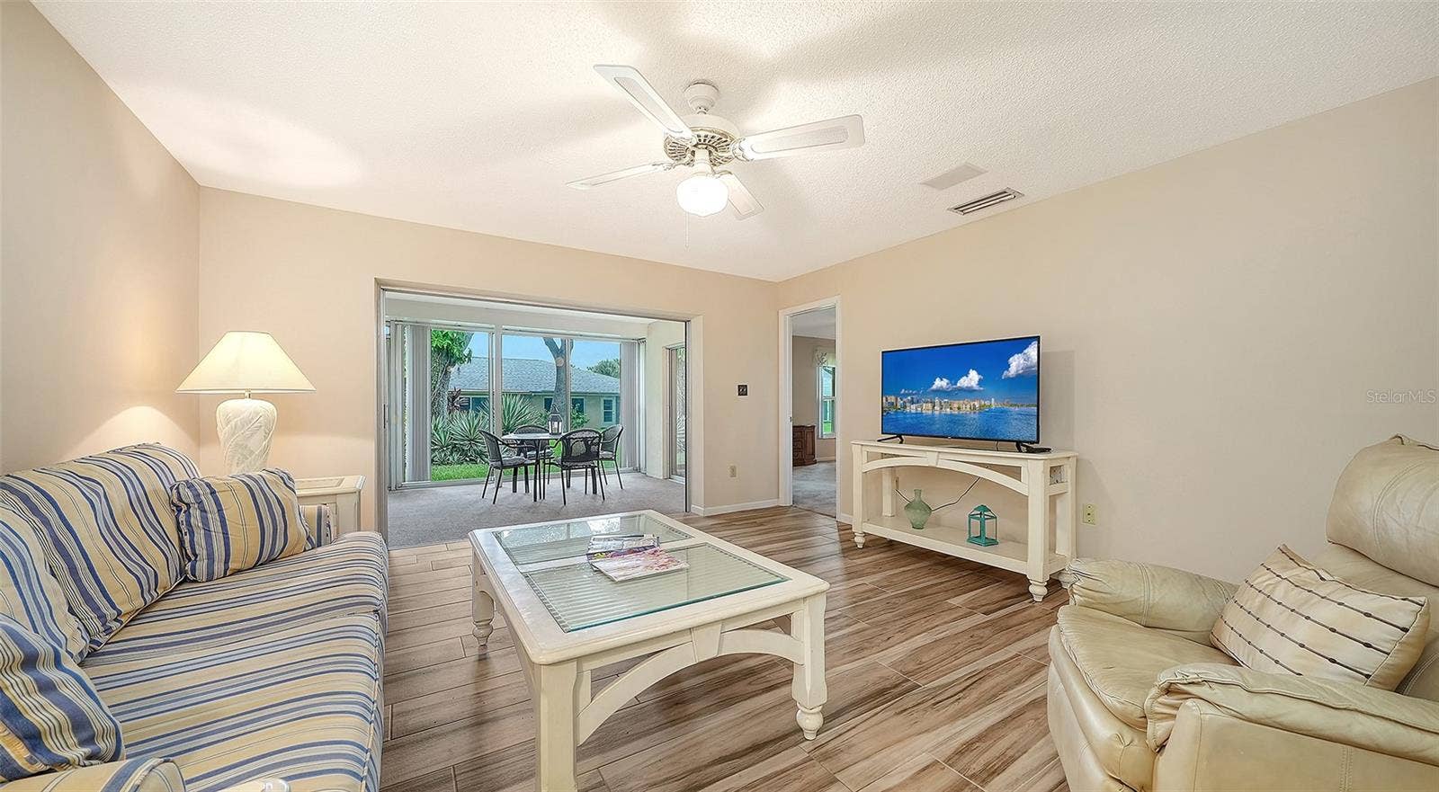 The family room is cozy and inviting.