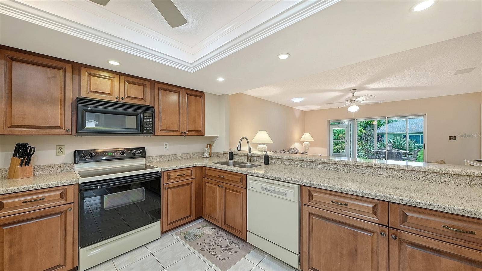 The kitchen is ready for family and friends.