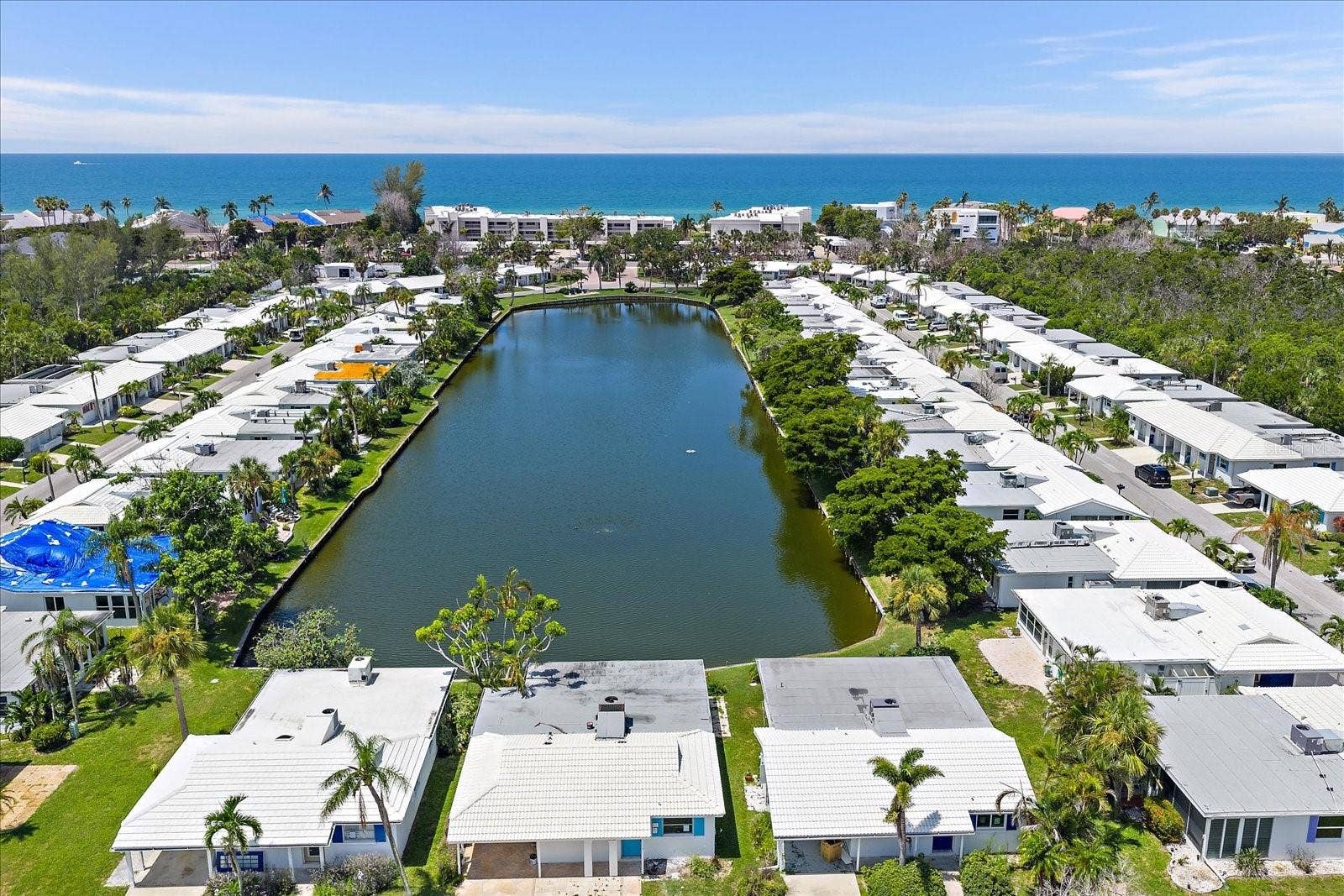 Aerial View Community Lake with Deeded Beach Acess in background
