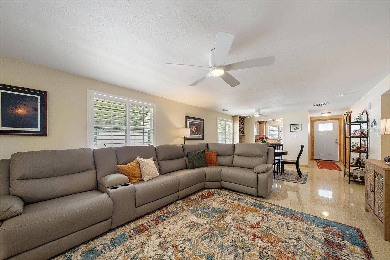 Living room view toward entry