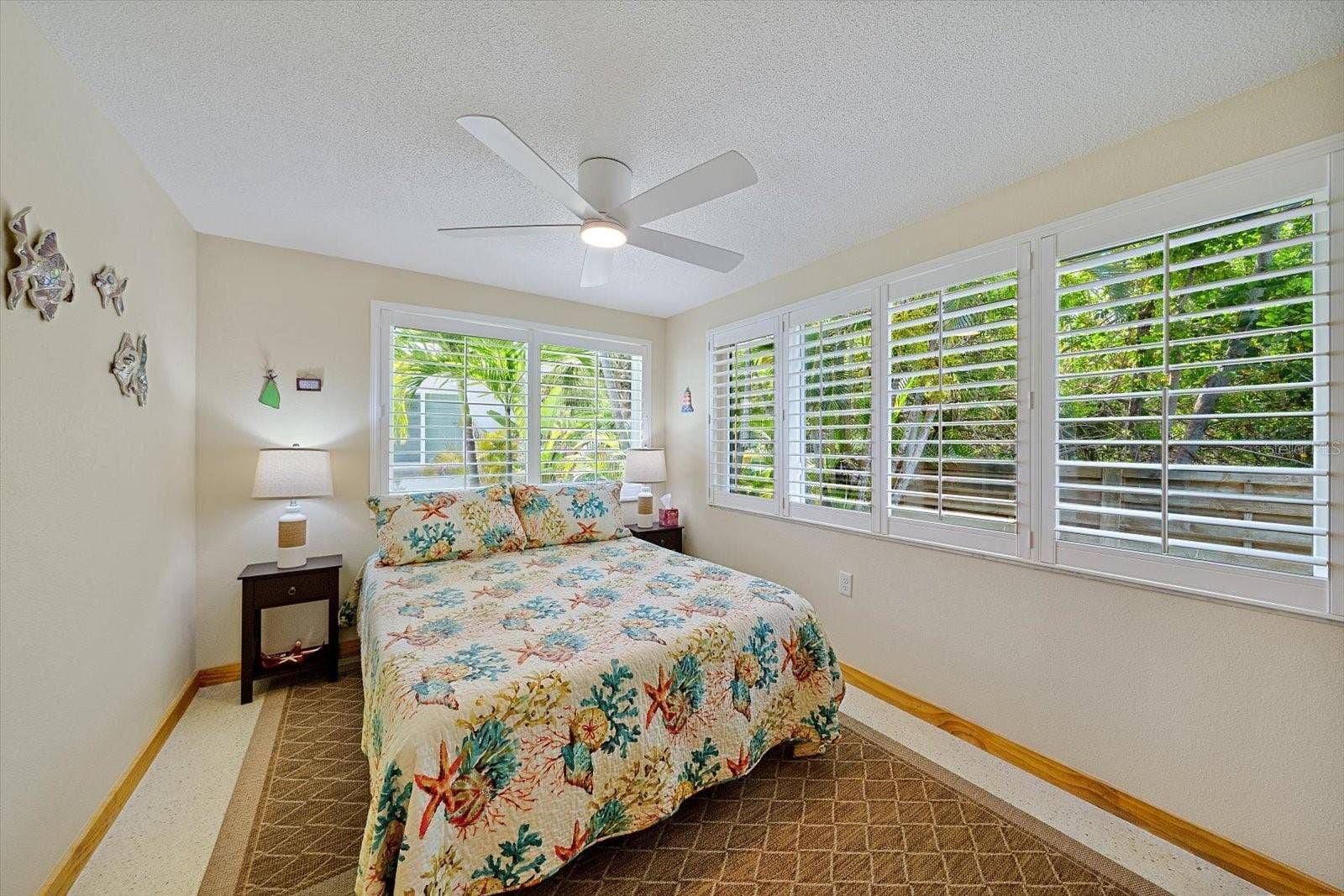 Bedroom with plantation shutters