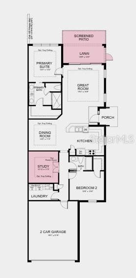 14640 ORRIETO PLACE, Bradenton, FL 34211 Floor Plan ~ Additional Highlights Include: Tray ceiling package, double pocket doors at study, 8' interior doors, extended screened patio, pre-plumb sink at laundry, whole house impact windows, pendant light package at kitchen