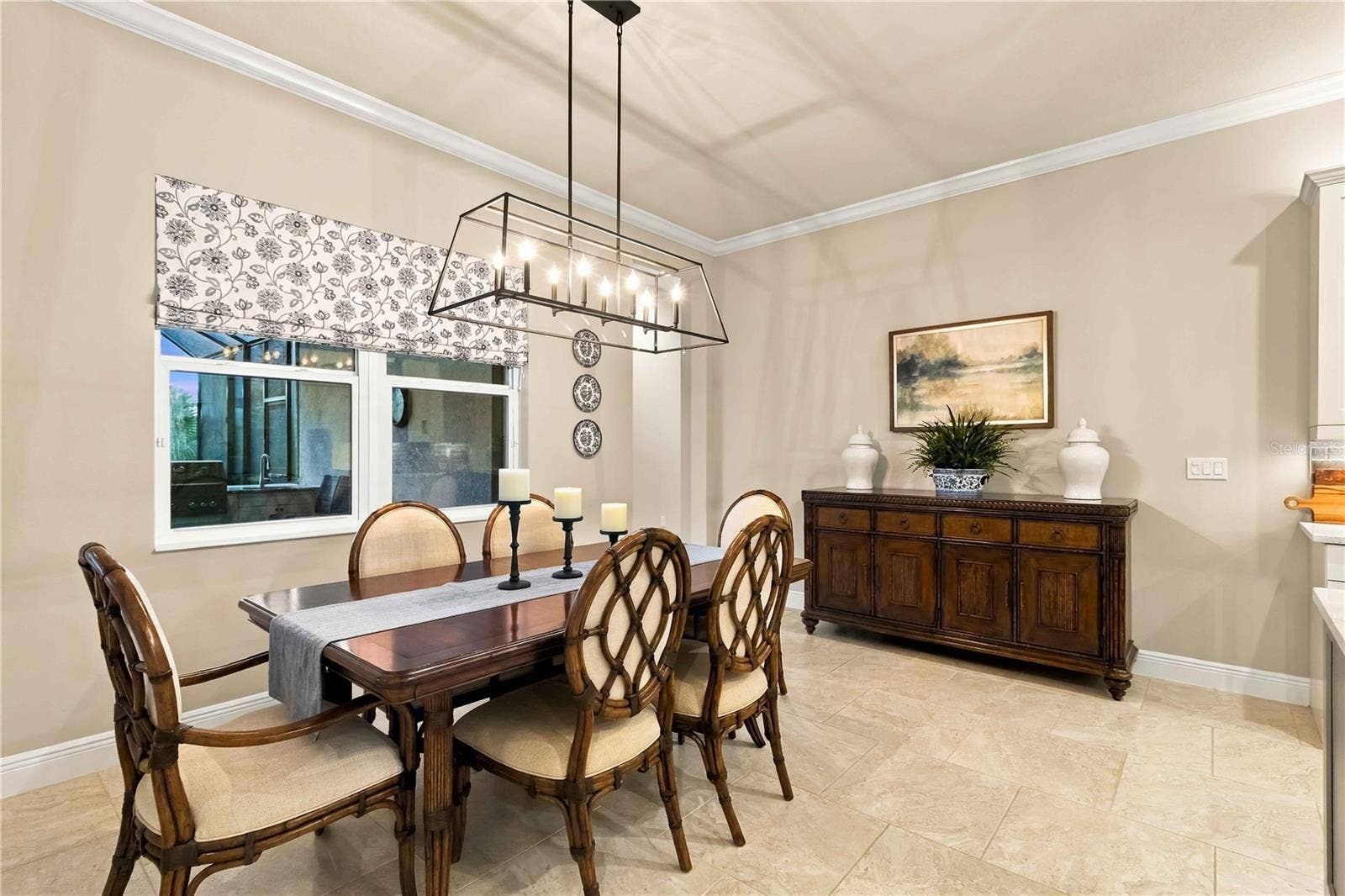Spacious dining room tucked just off the main living area