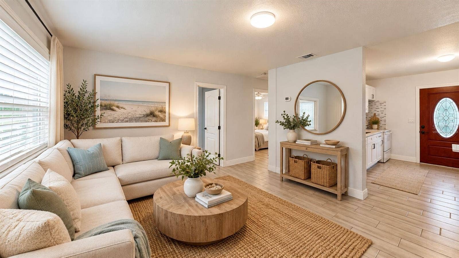 Virtually staged living room