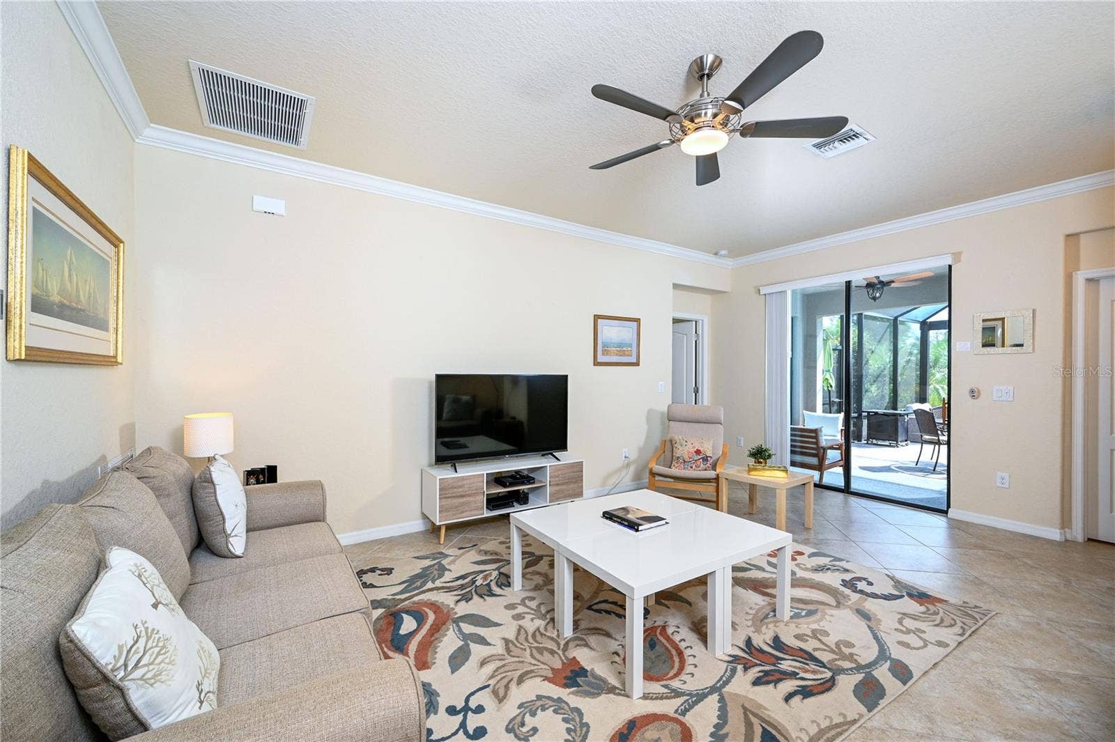 7124 MARSH VIEW TERRACE STREET, Bradenton, FL 34212 Great Room, access to lanai, primary bedroom on left