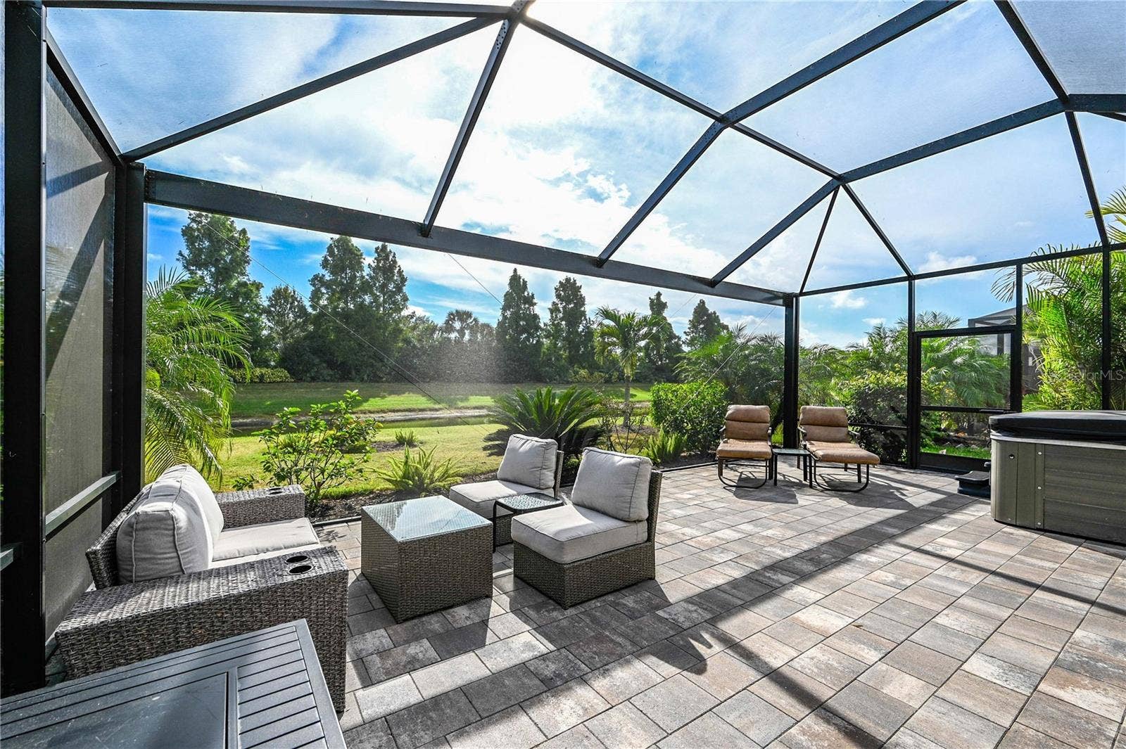 7124 MARSH VIEW TERRACE STREET, Bradenton, FL 34212 Lanie facing southwest, panaorama screen, spa