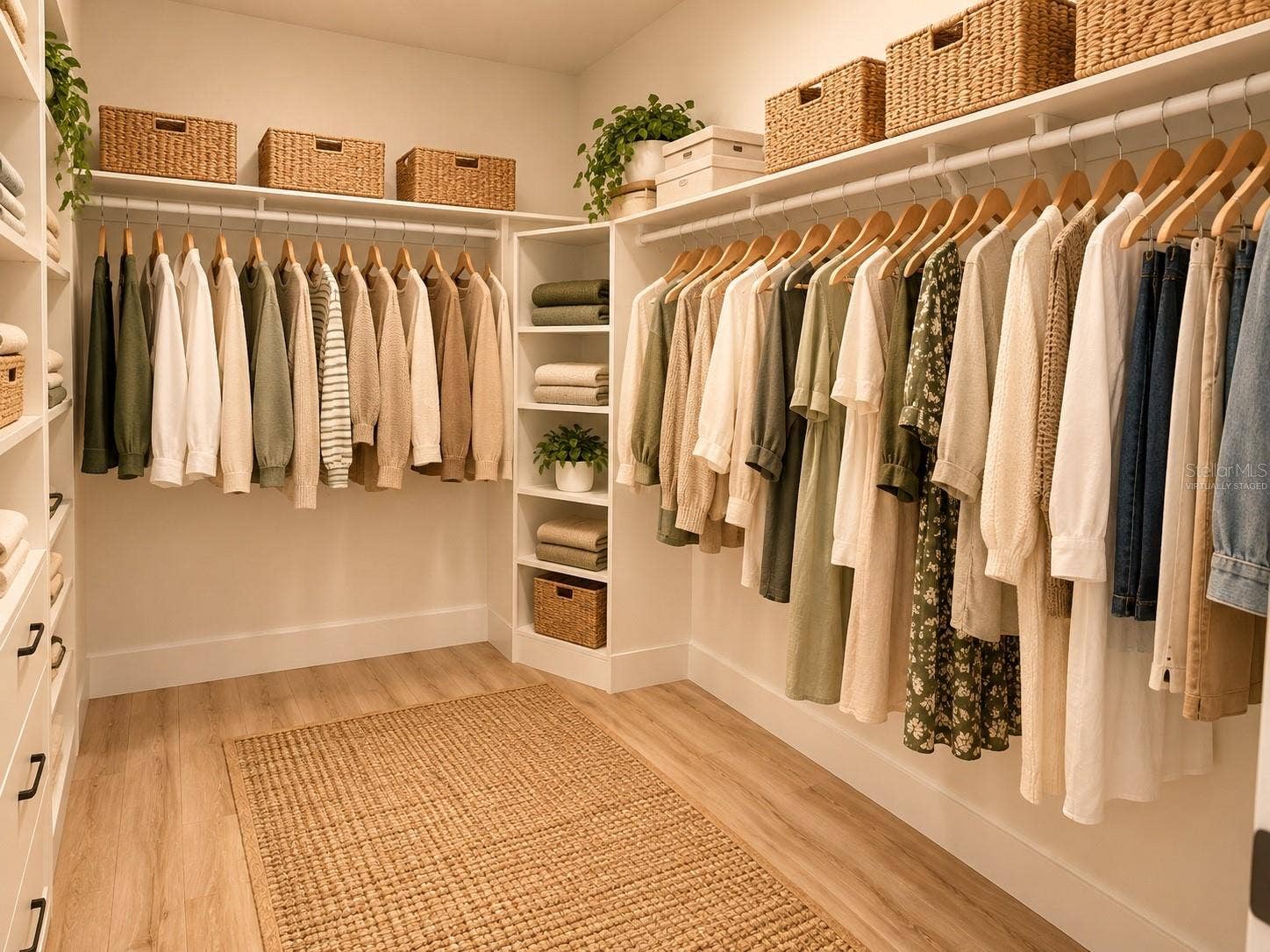 3126 BELLEVILLE TER, North Port, FL 34286 Virtually staged walk-in closet showcasing storage and organization possibilities.