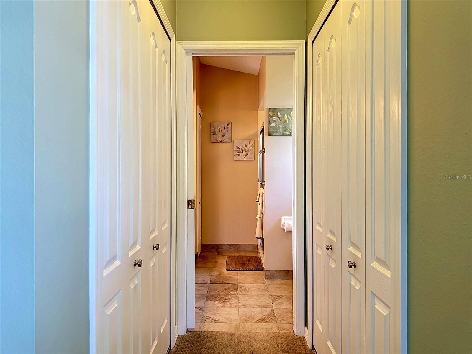 Primary Bedroom Hallway with closets