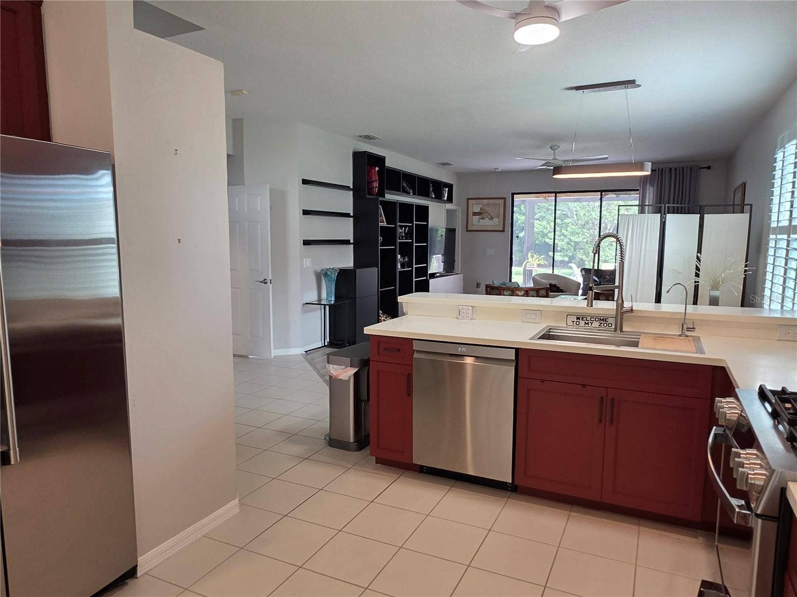 Kitchen overlooking Living room