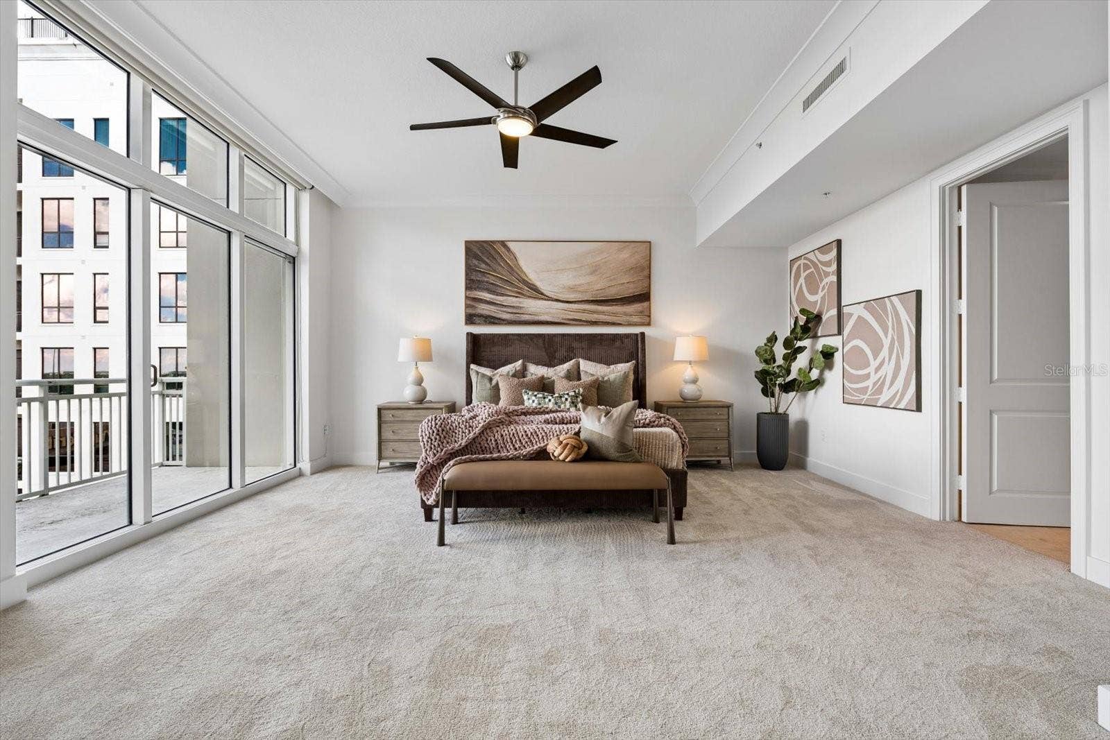 1350 MAIN STREET, #1703, Sarasota, FL 34236 Oversized primary ensuite bedroom with private covered balcony