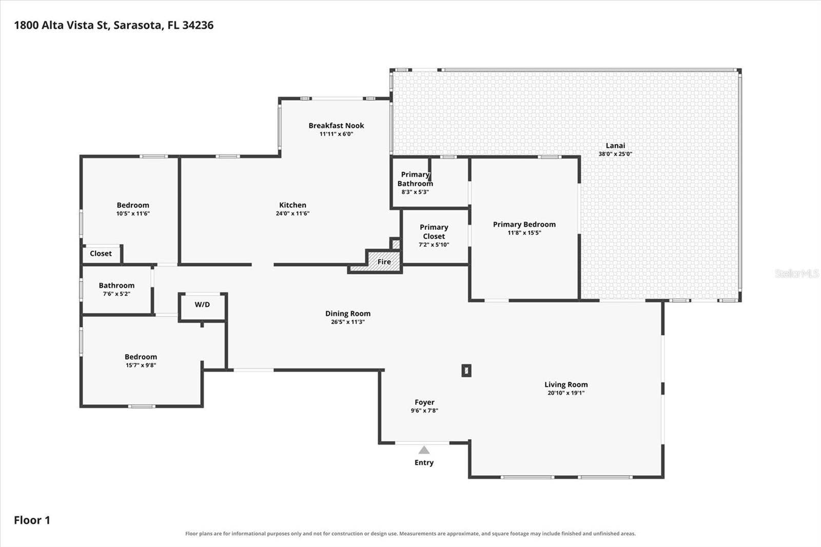 1800 ALTA VISTA STREET, Sarasota, FL 34236 Floor Plan