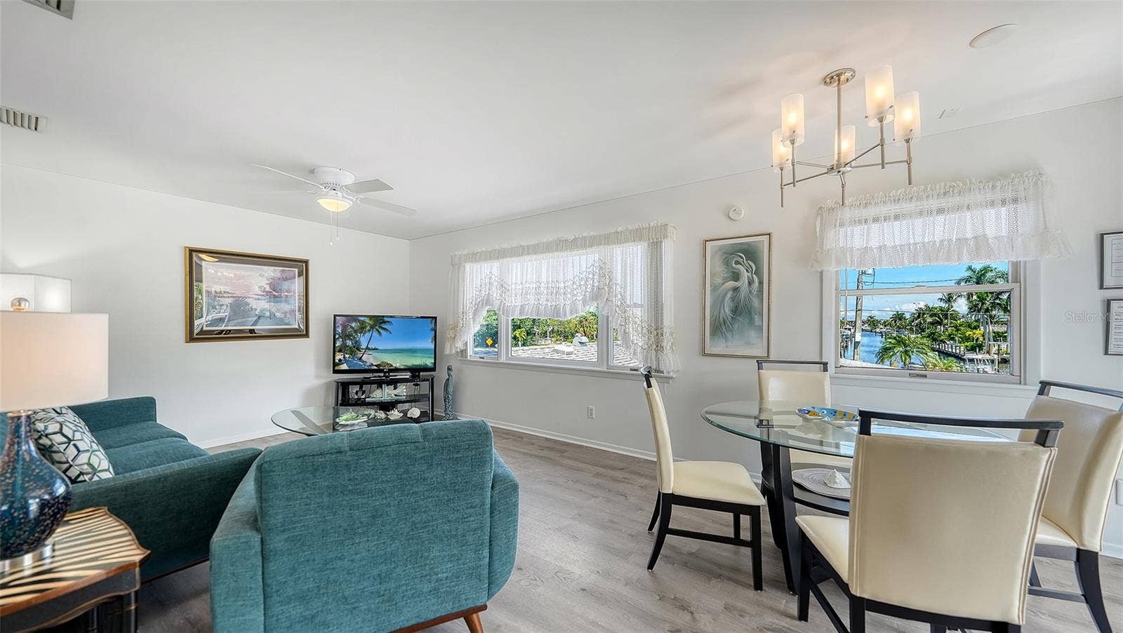 7406 MARINA DRIVE, #A and B, Holmes Beach, FL 34217 Upstairs living/dining area Apt B