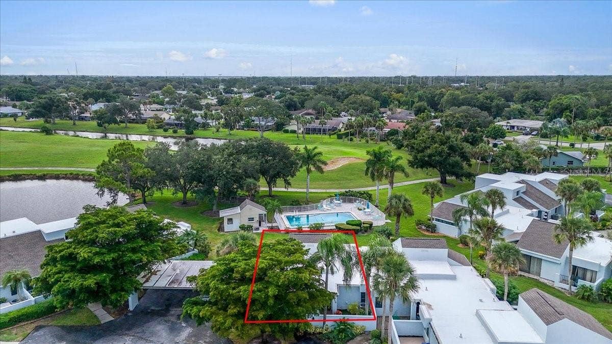 2319 LAKESIDE MEWS, #B3, Sarasota, FL 34235 birdeye view showing the view behind the villa