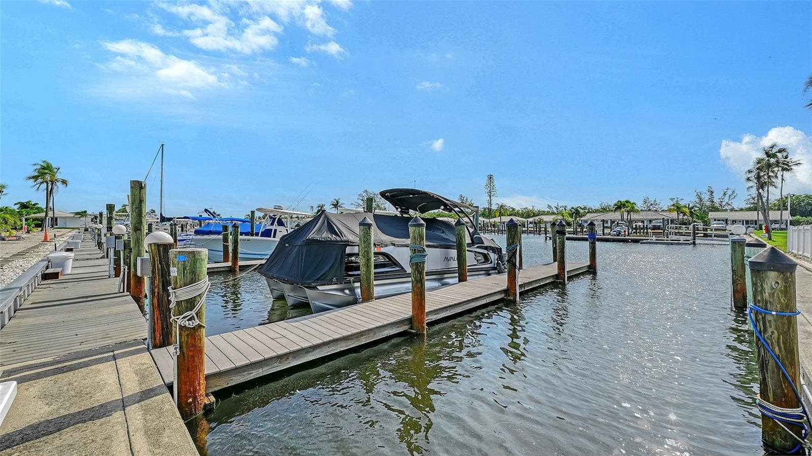 Boat slips/docks.