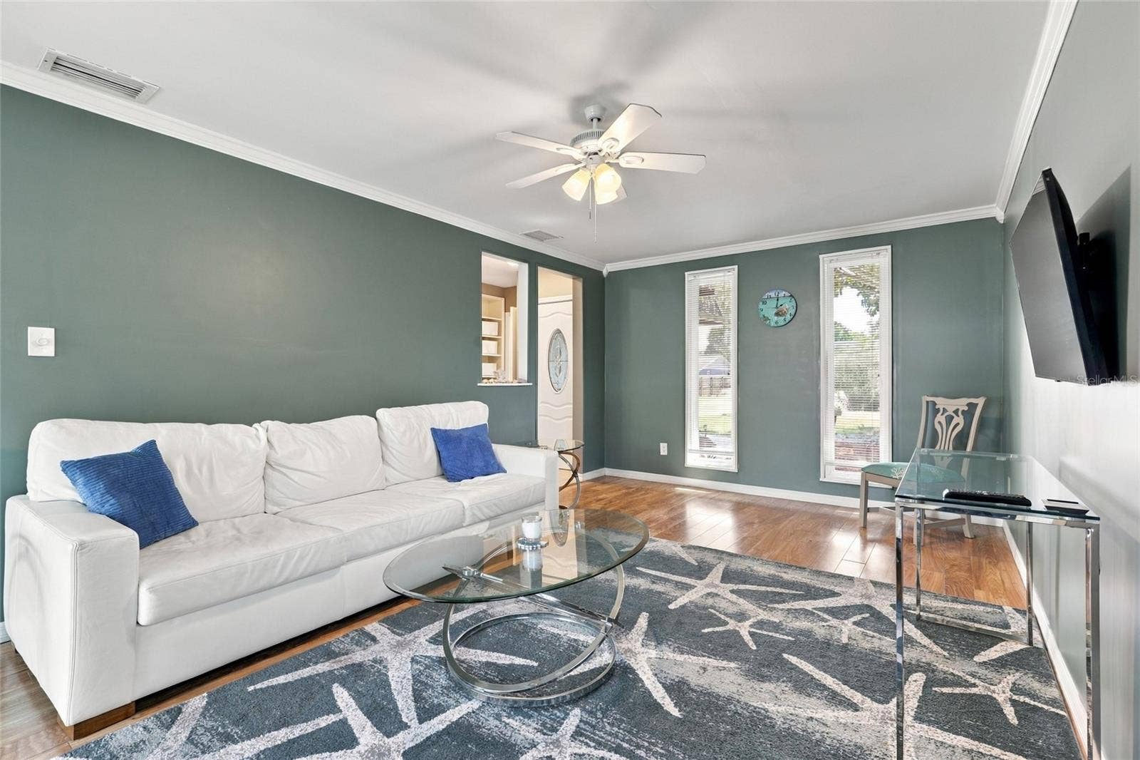 Warm Ambient Lighting Creates a Relaxing and Inviting Living Room Atmosphere