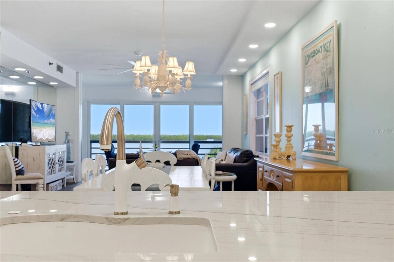 615 DREAM ISLAND PLACE, #212, Longboat Key, FL 34228 Water view from Kitchen