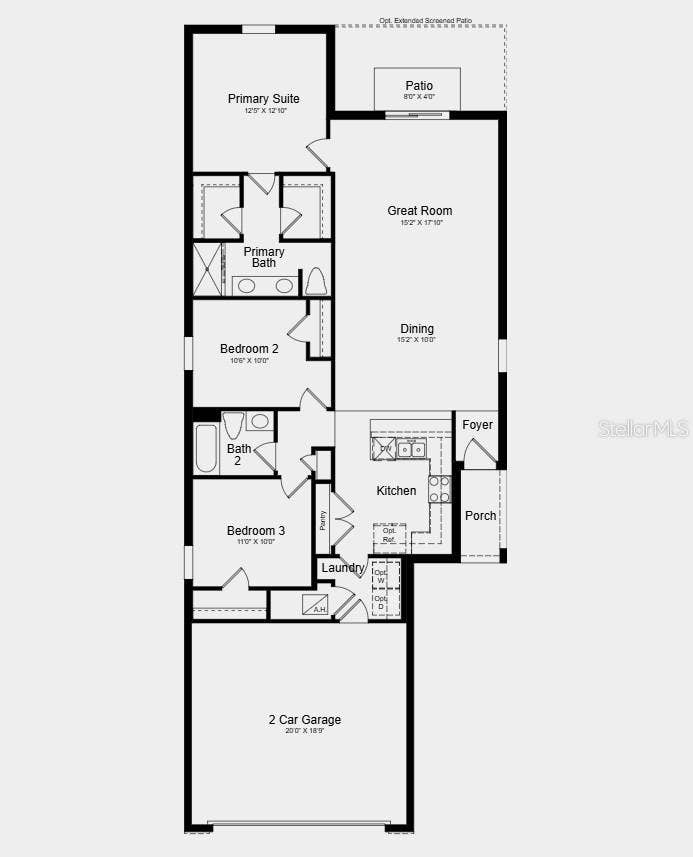 Floor Plan - Additional Highlights Include: washer and dryer included, refrigerator, window blinds throughout home, and vertical blinds on sliding glass door