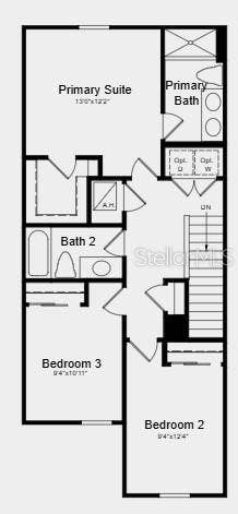 Upper Level Floor Plan - Additional Highlights Include: laundry package, refrigerator, and 2" faux blinds