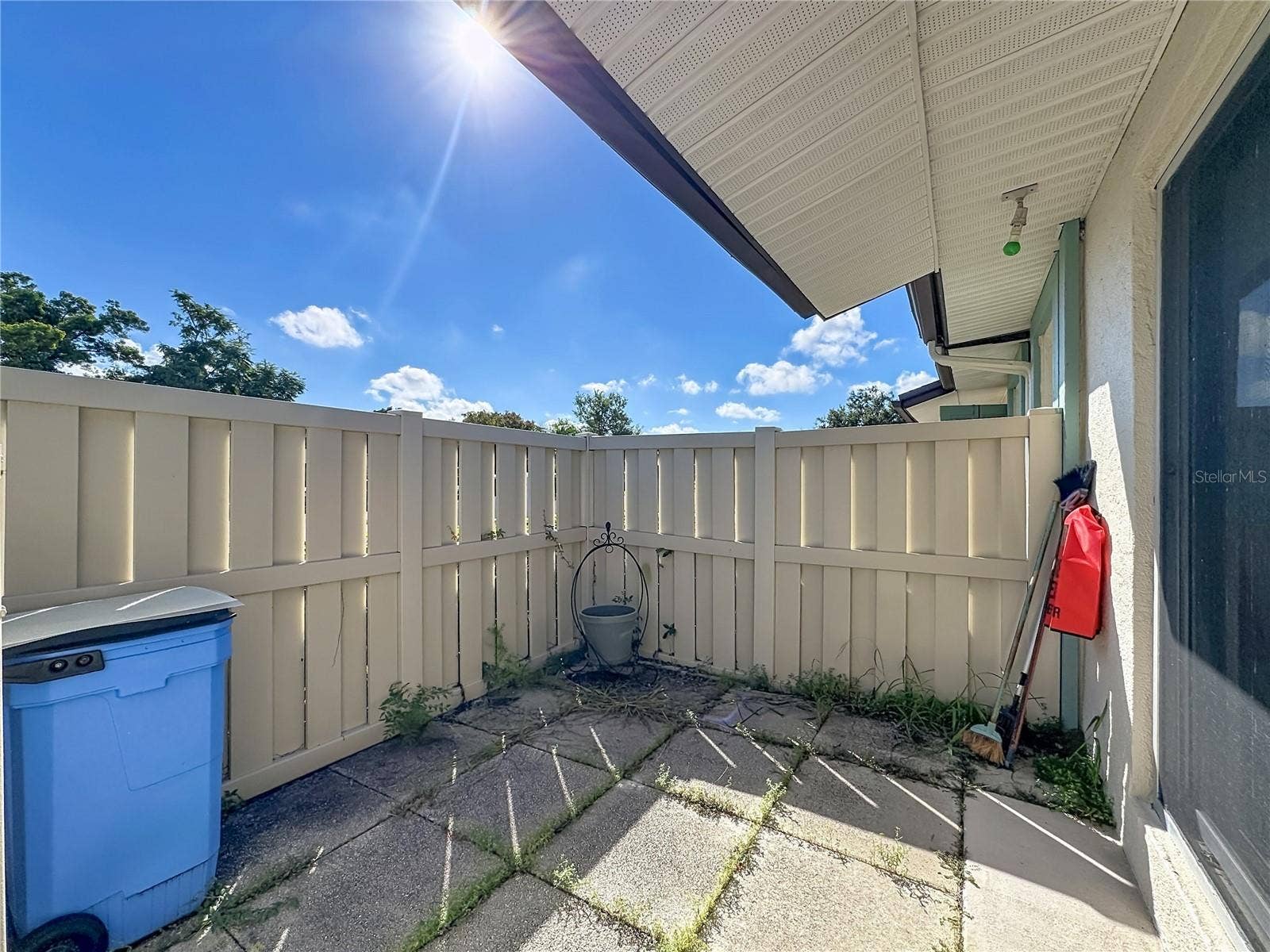 Fenced area outside of guest bedroom