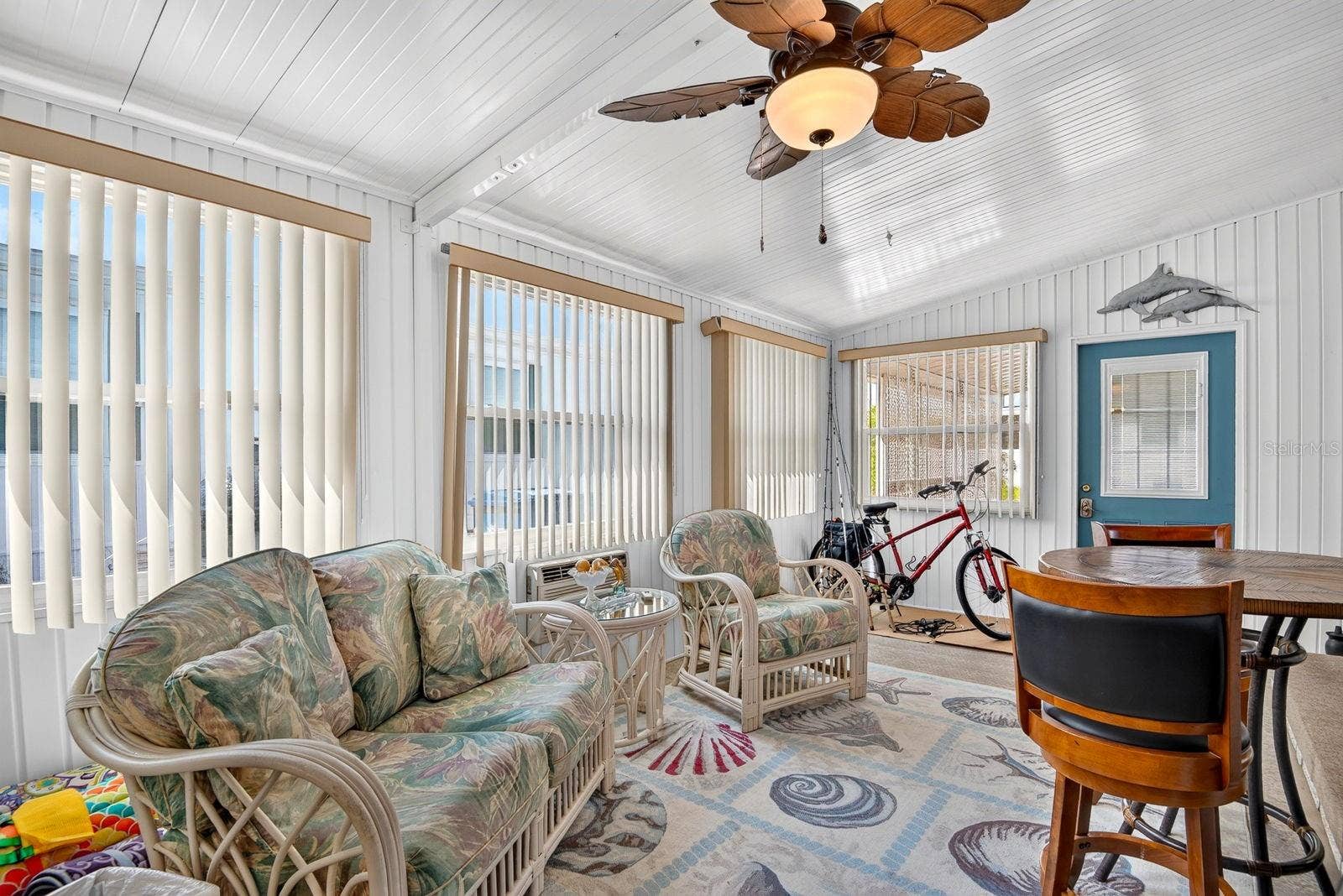 Enclosed living area facing front of home