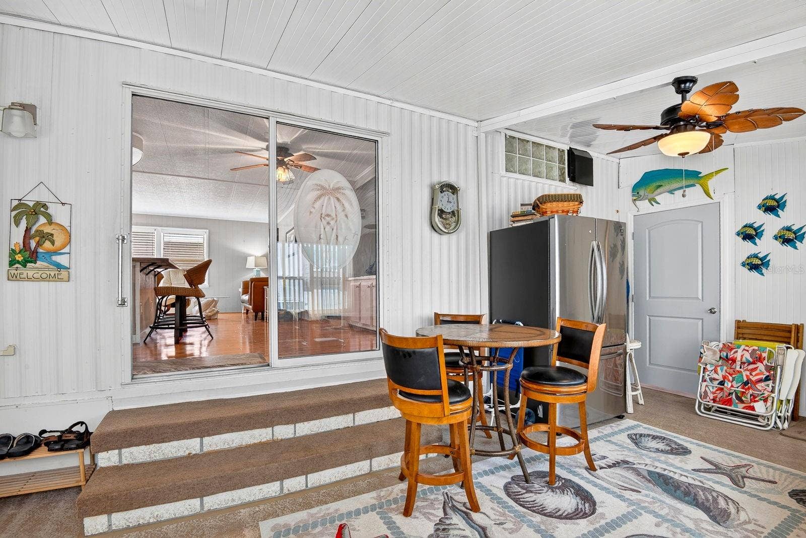 Enclosed living area facing into home