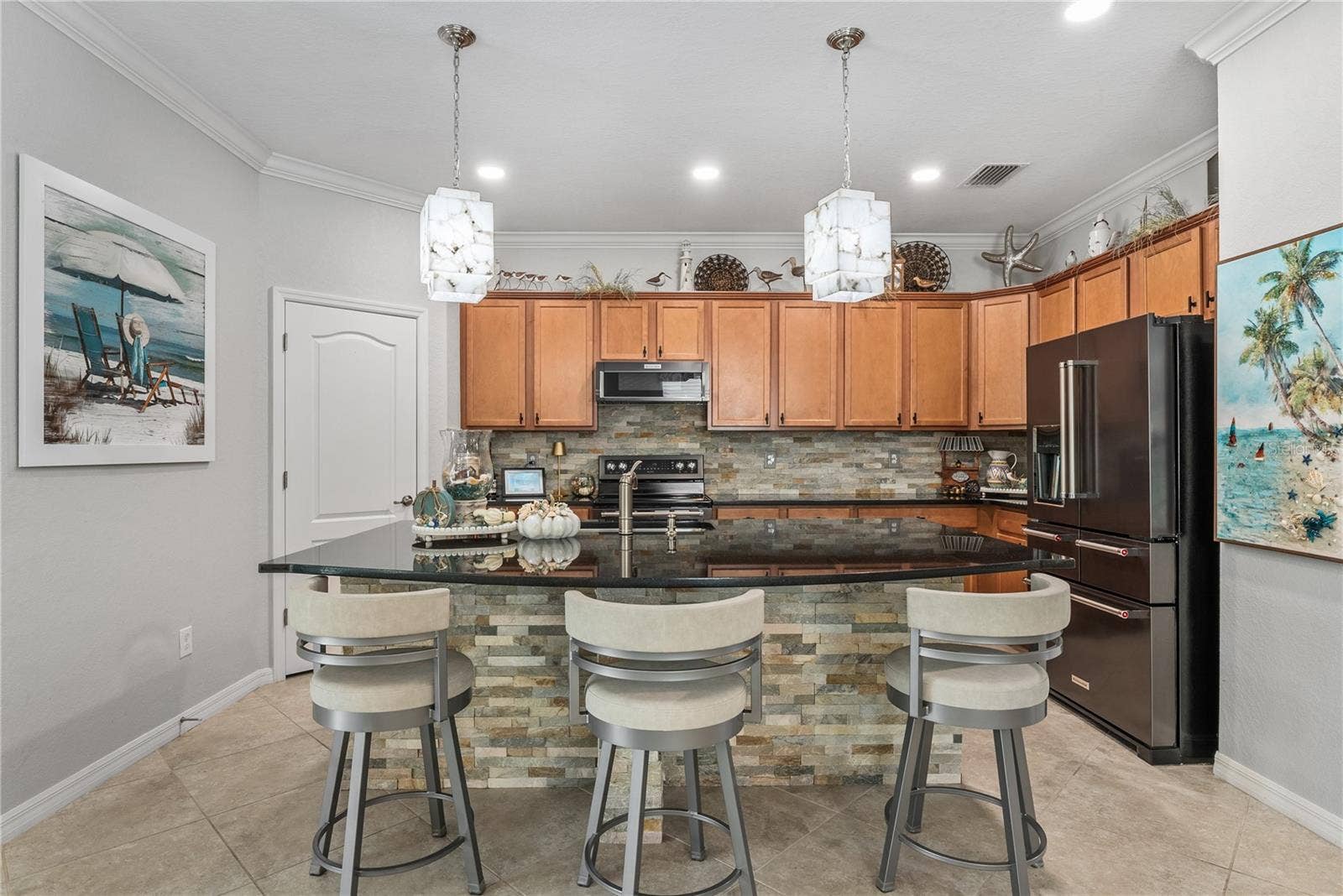 7122 MARSH VIEW TERRACE, Bradenton, FL 34212 Kitchen with large island and beautiful lighting