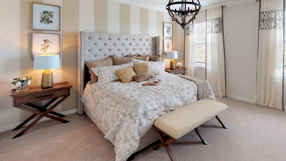 15251 SUNNY DAY DRIVE, Bradenton, FL 34211 Master Bedroom Striped wallpaper virtually staged