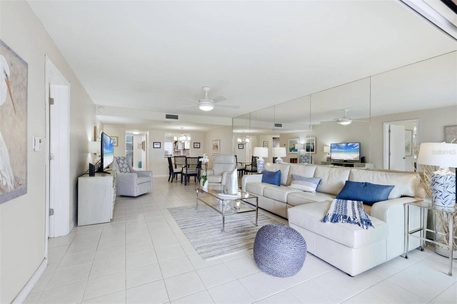 5655 GULF OF MEXICO DRIVE, #A107, Longboat Key, FL 34228 Large living room with water views