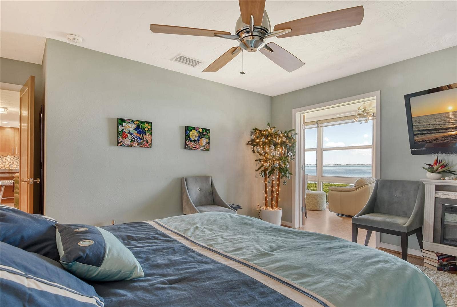 4800 GULF OF MEXICO DRIVE, #205, Longboat Key, FL 34228 Primary Suite with Fireplace and Full Bayfront View!