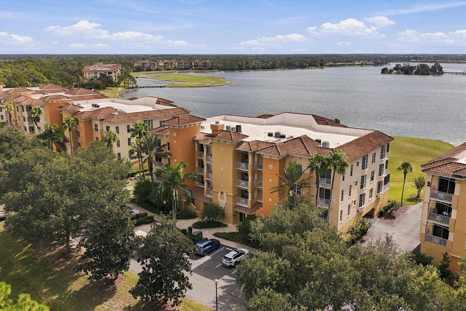 Aerial image of building 5 . Penthouse unit 401 on left of the building.