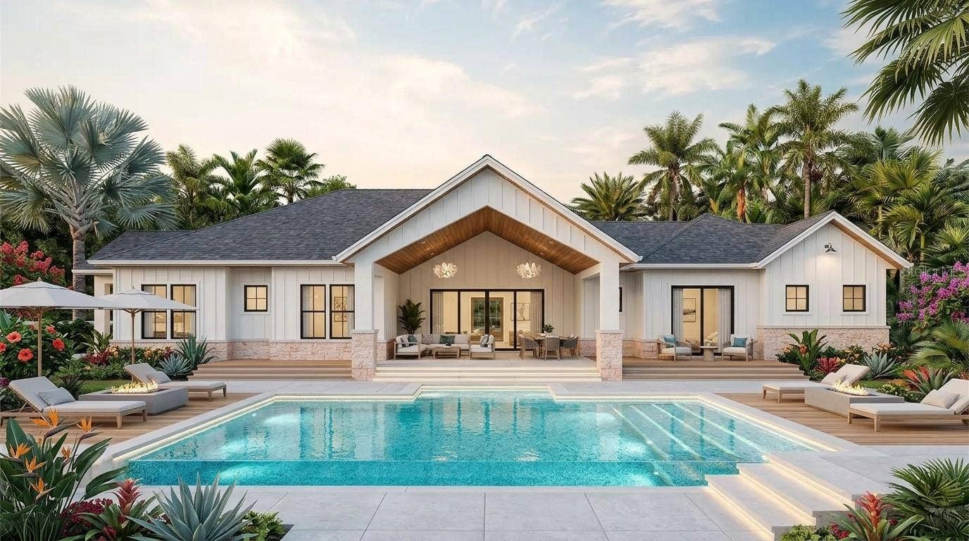 Exterior Back Pool & Spa - Artist rendition