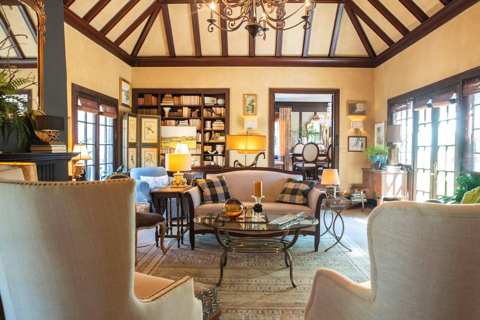 The living room or salon at the entrance to the main residence.