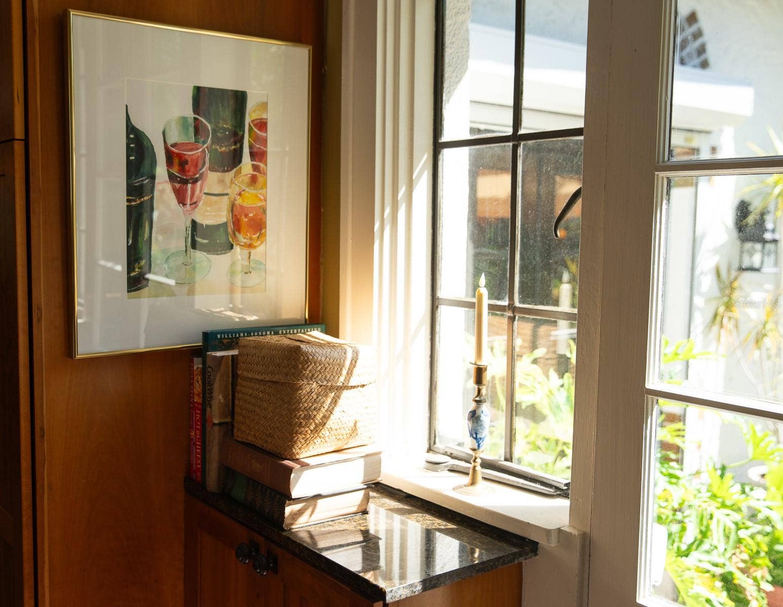 From main residence kitchen to courtyard.