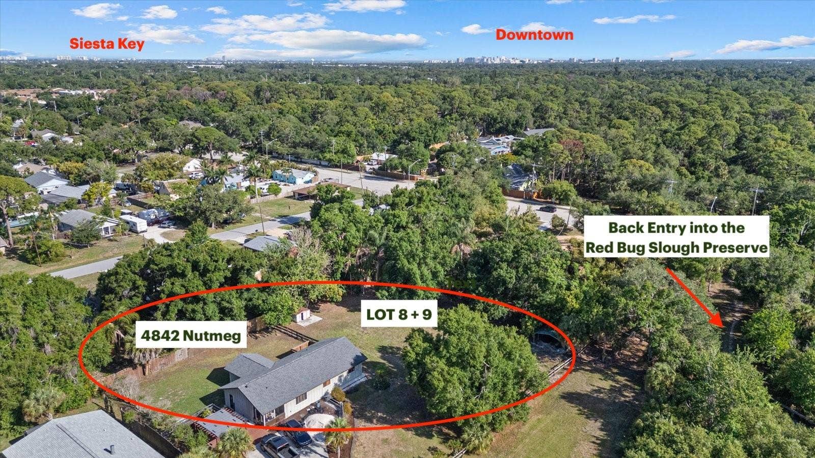 4842 + LOT 8 & 9 NUTMEG AVENUE, Sarasota, FL 34231 Property is Adjacent to the Red Bug Slough Preserve
