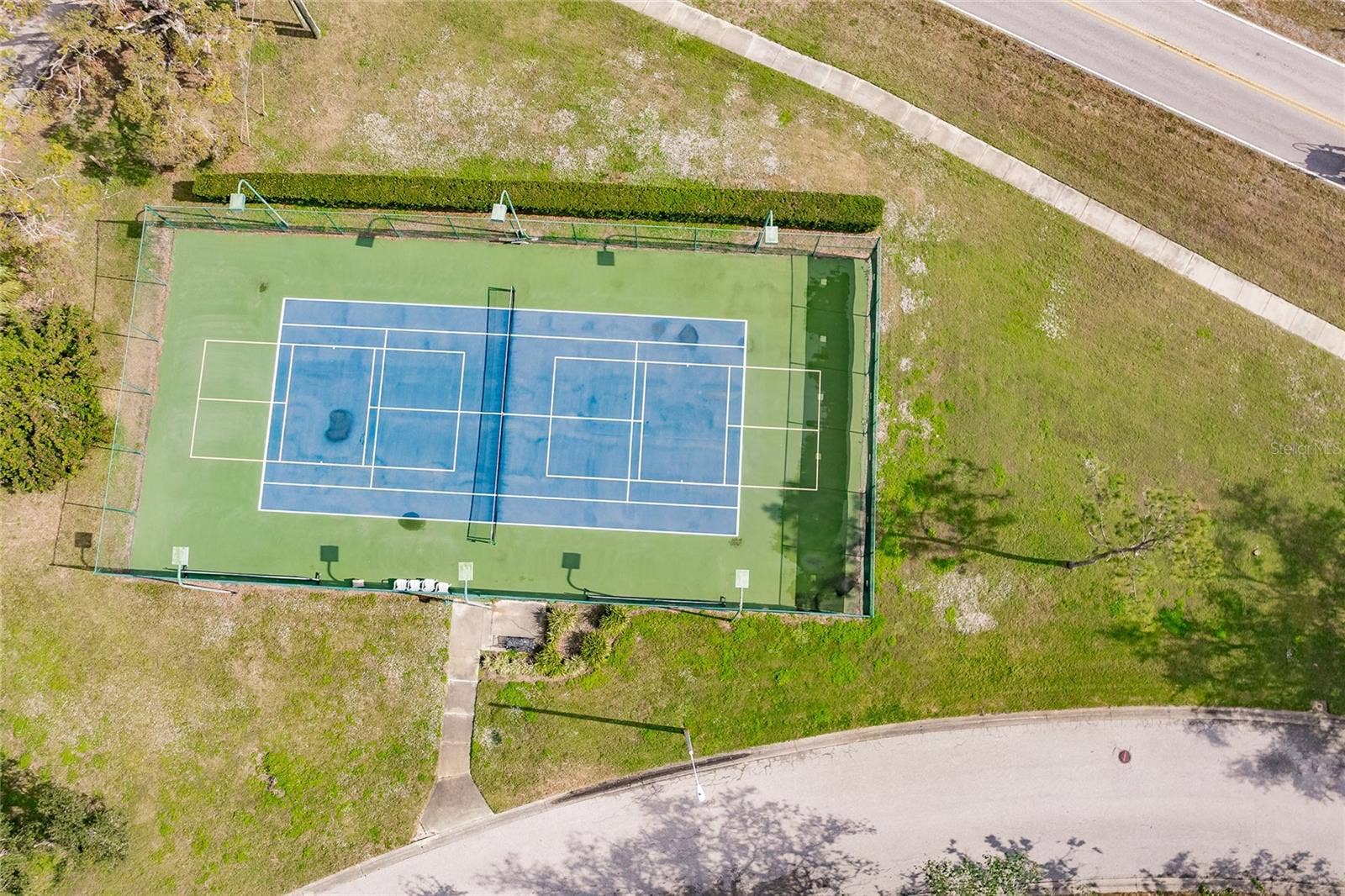 4550 PINEBROOK CIRCLE, #203, Bradenton, FL 34209 Overhead view of Pickleball/Tennis Court